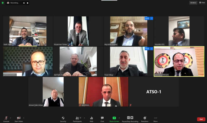 ATSO YÖNETİM KURULU, VİDEO KONFERANS YÖNTEMİYLE TOPLANDI