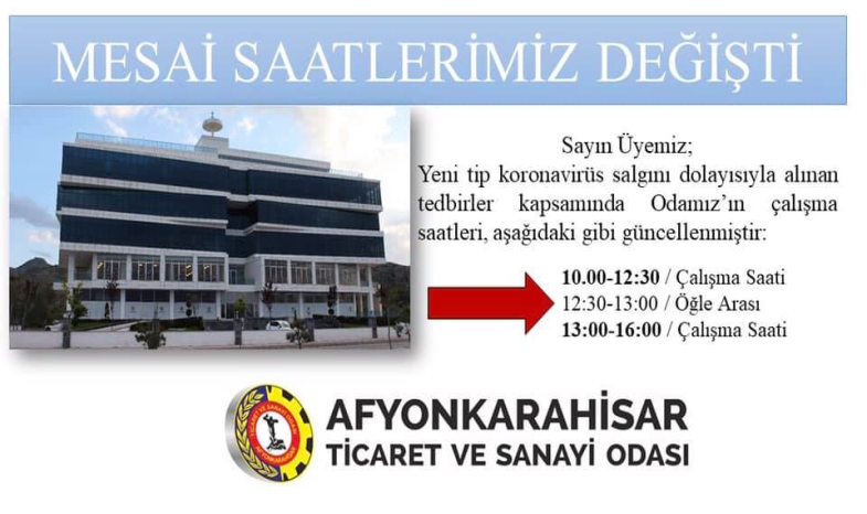 MESAİ SAATLERİMİZ DEĞİŞTİ