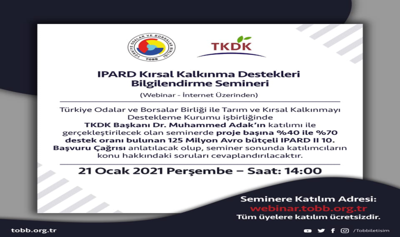 IPARD KIRSAL KALKINMA DESTEKLERİ ANLATILACAK