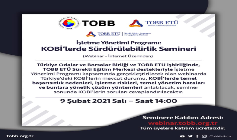 KOBİ'LERDE SÜRDÜRÜLEBİLİRLİK SEMİNERİ