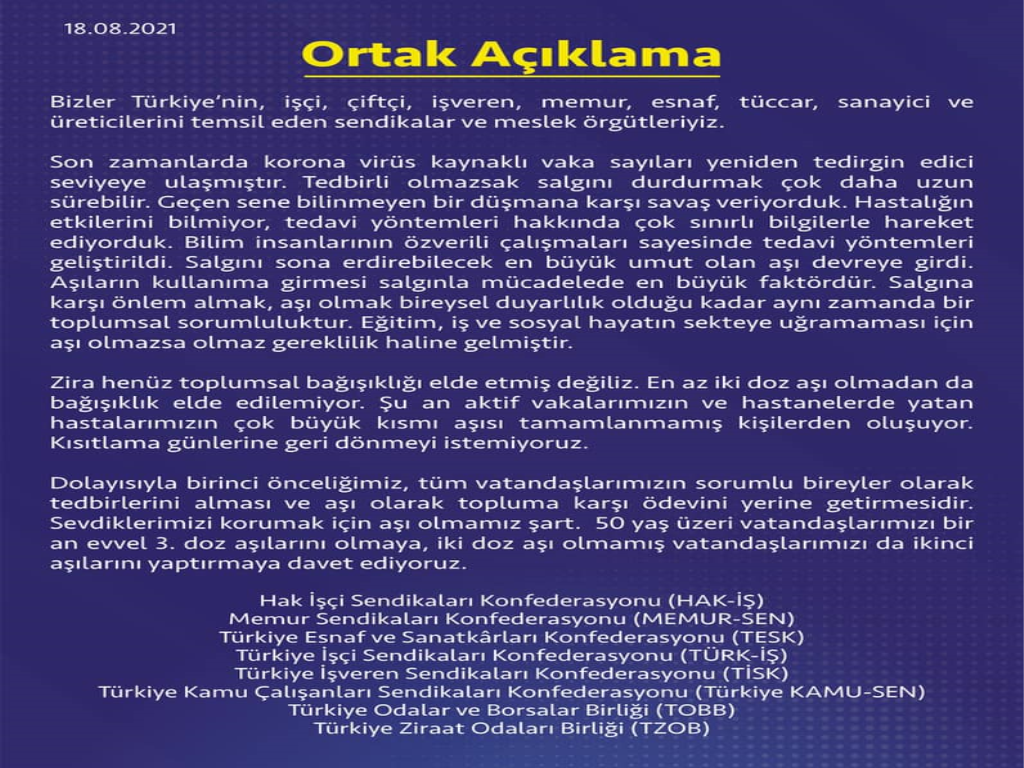 ORTAK AÇIKLAMA