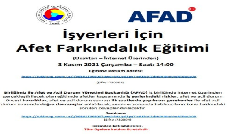 İŞYERİ AFAD FARKINDALIK EĞİTİMİ