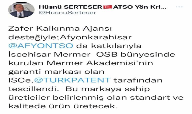 İSCE MARKASI TESCİLLENDİ