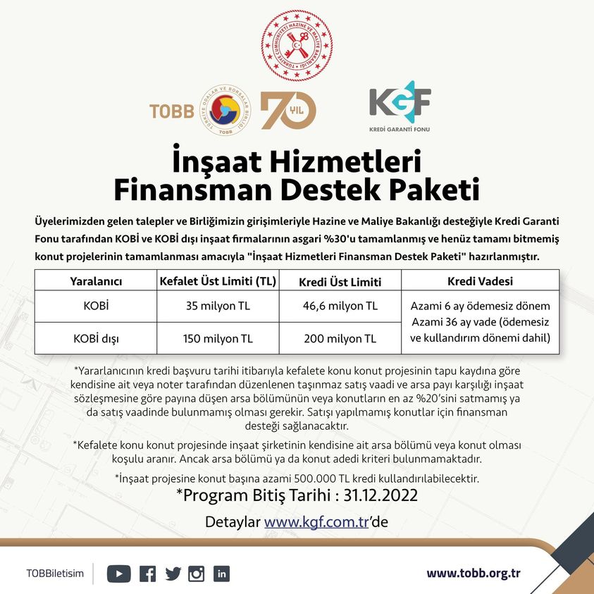 İNŞAAT HİZMETLERİ FİNANSMAN DESTEK PAKETİ