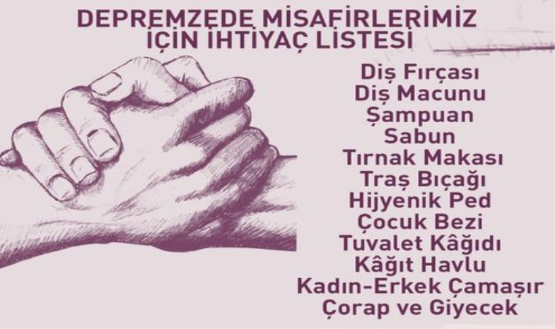 MİSAFİRLERİMİZ İÇİN İHTİYAÇ LİSTESİ