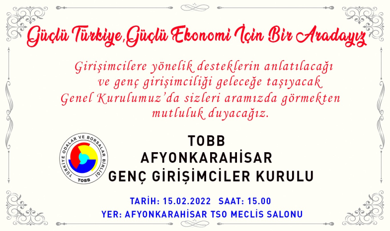 GENÇ GİRİŞİMCİLER GENEL KURULU YAPILACAK