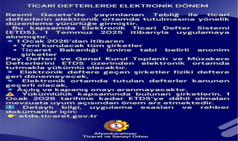 TİCARİ DEFTERLERDE ELEKTRONİK DÖNEM BAŞLADI
