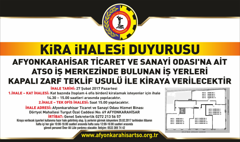 ATSO İŞ MERKEZİ KİRA İHALESİ DUYURUSU