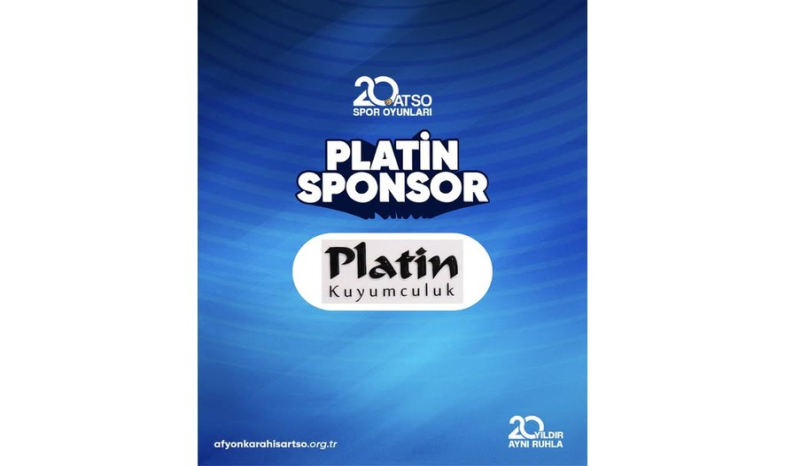 20. ATSO Spor Oyunları'nın Platin Sponsoru Platin Kuyumculuk'a katkılarından dolayı teşekkür