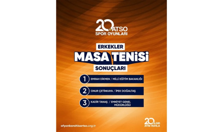 20. ATSO Spor Oyunları masa tenisi müsabakası ödül töreninden kareler